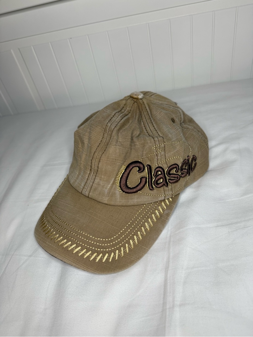 Tan Classic Trucker Stitched Baseball Cap